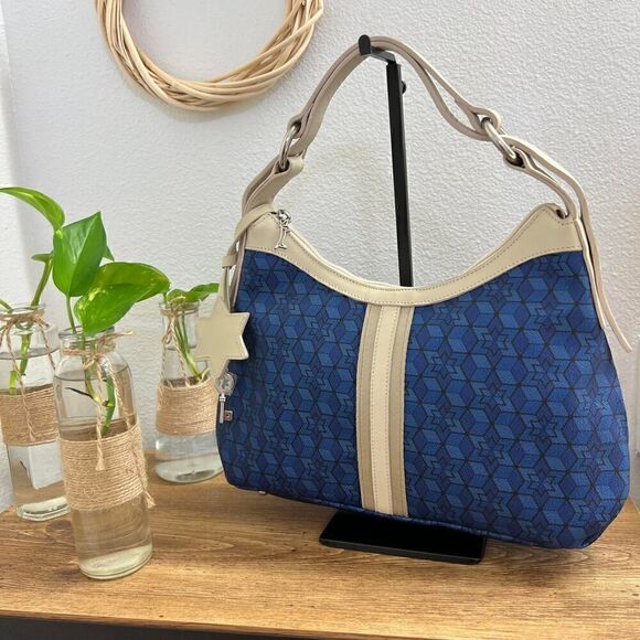 Louis Castel  Women's Blue and Cream Bag - Picture 2 of 9